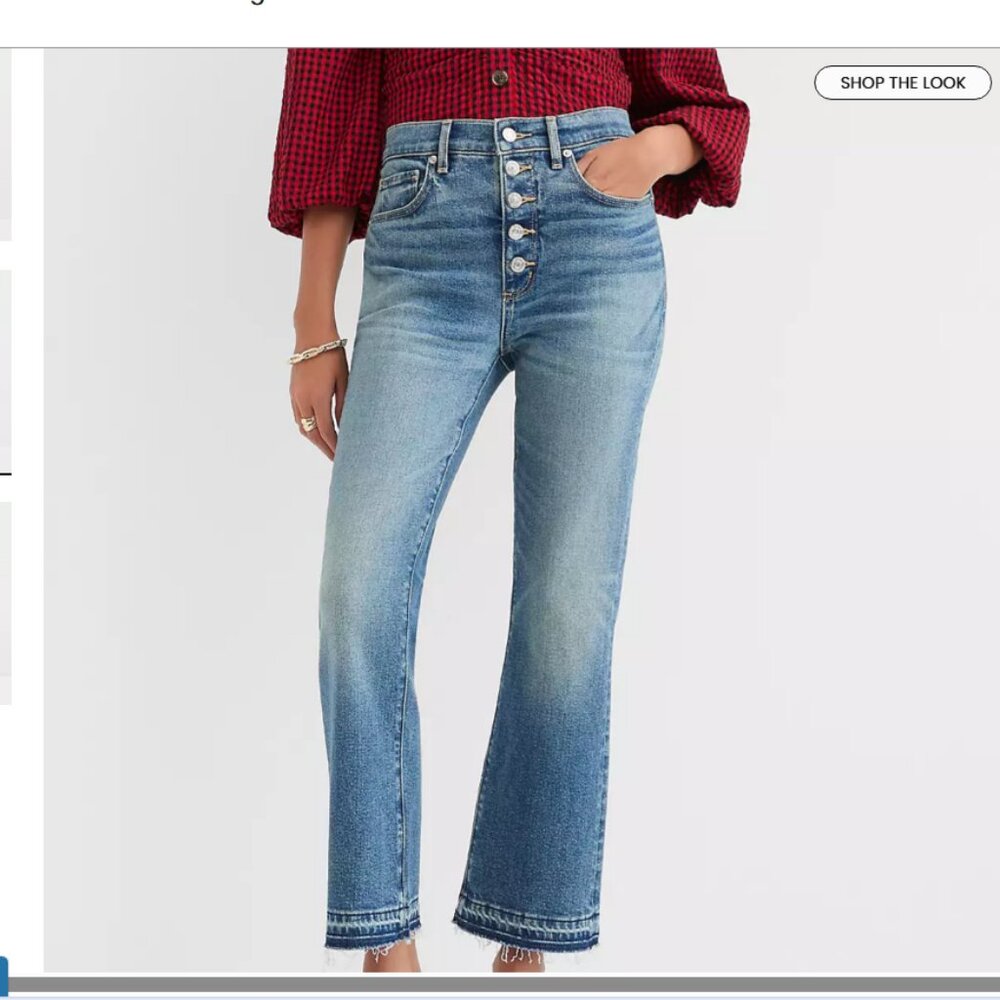 LOFT Womens Size 30 / 8 / 10 The Kick Crop High Rise Light Wash Jeans Button Fly
